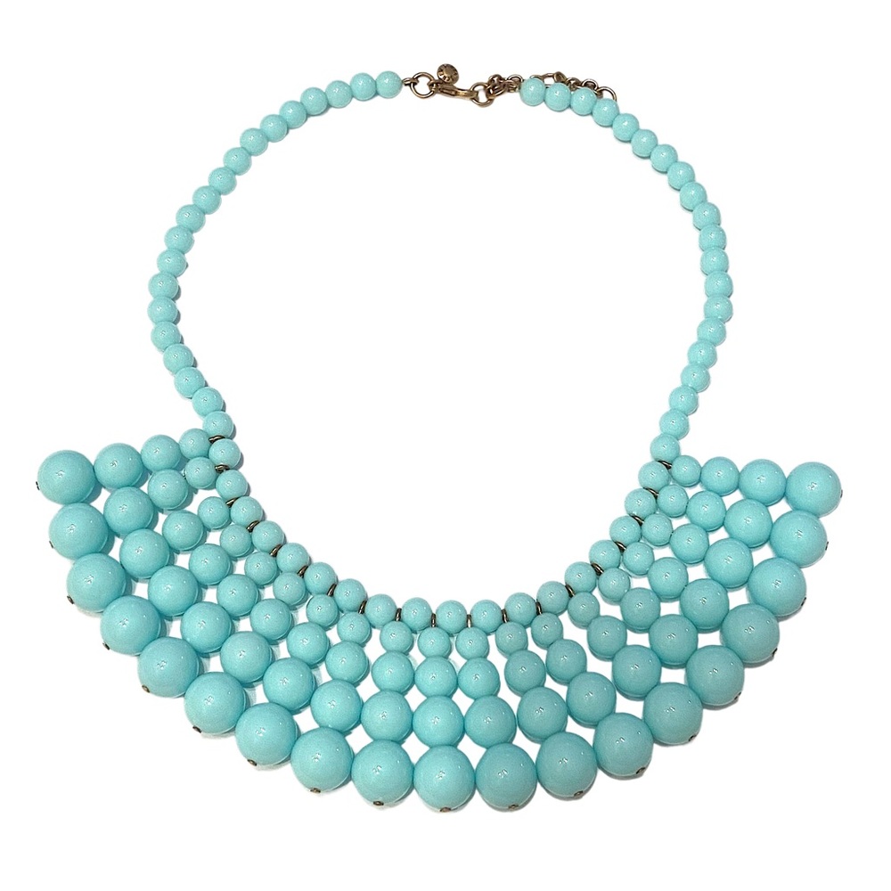 J Crew Turquoise Colored Bib Statement Necklace - image 1
